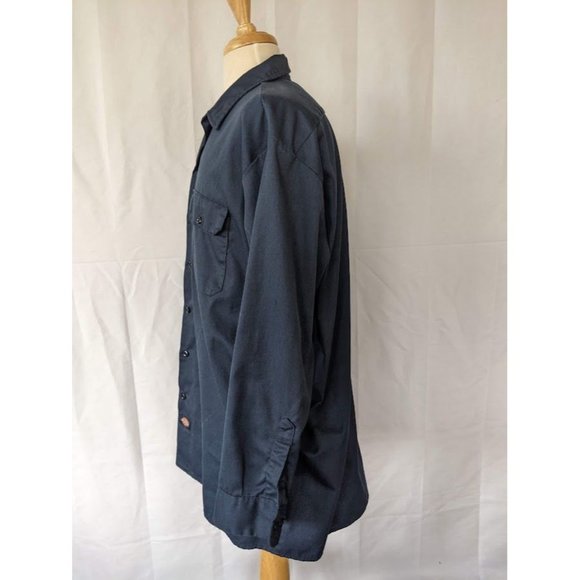 Men's Dickies Long Sleeve Button Front Work Shirt Size XL Blue Pockets Machanic - Picture 3 of 6